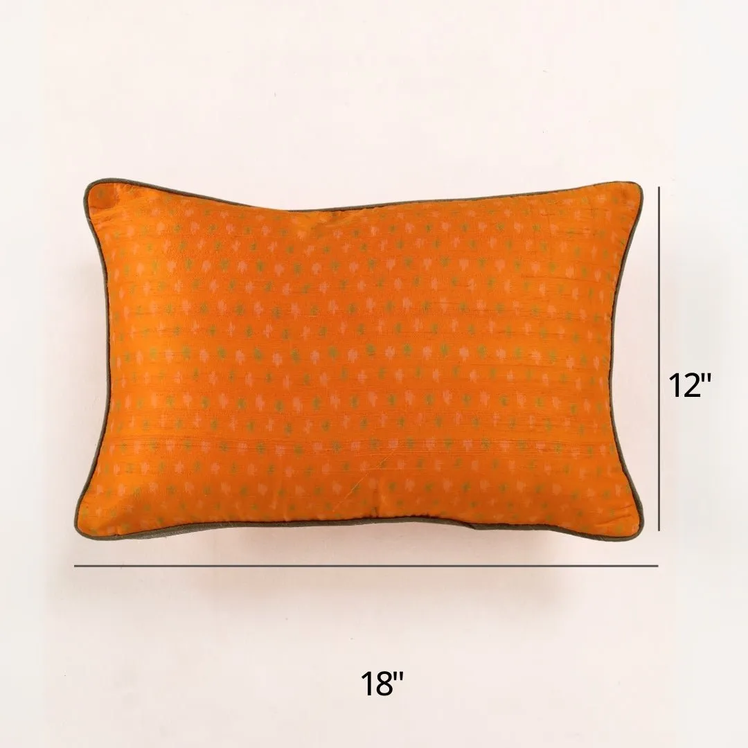 Amber Cushion Cover In Rectangle Shape Silk & Cotton | 18" x 12" | Set Of 1/2 | Handmade In India