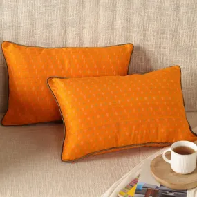 Amber Cushion Cover In Rectangle Shape Silk & Cotton | 18" x 12" | Set Of 1/2 | Handmade In India