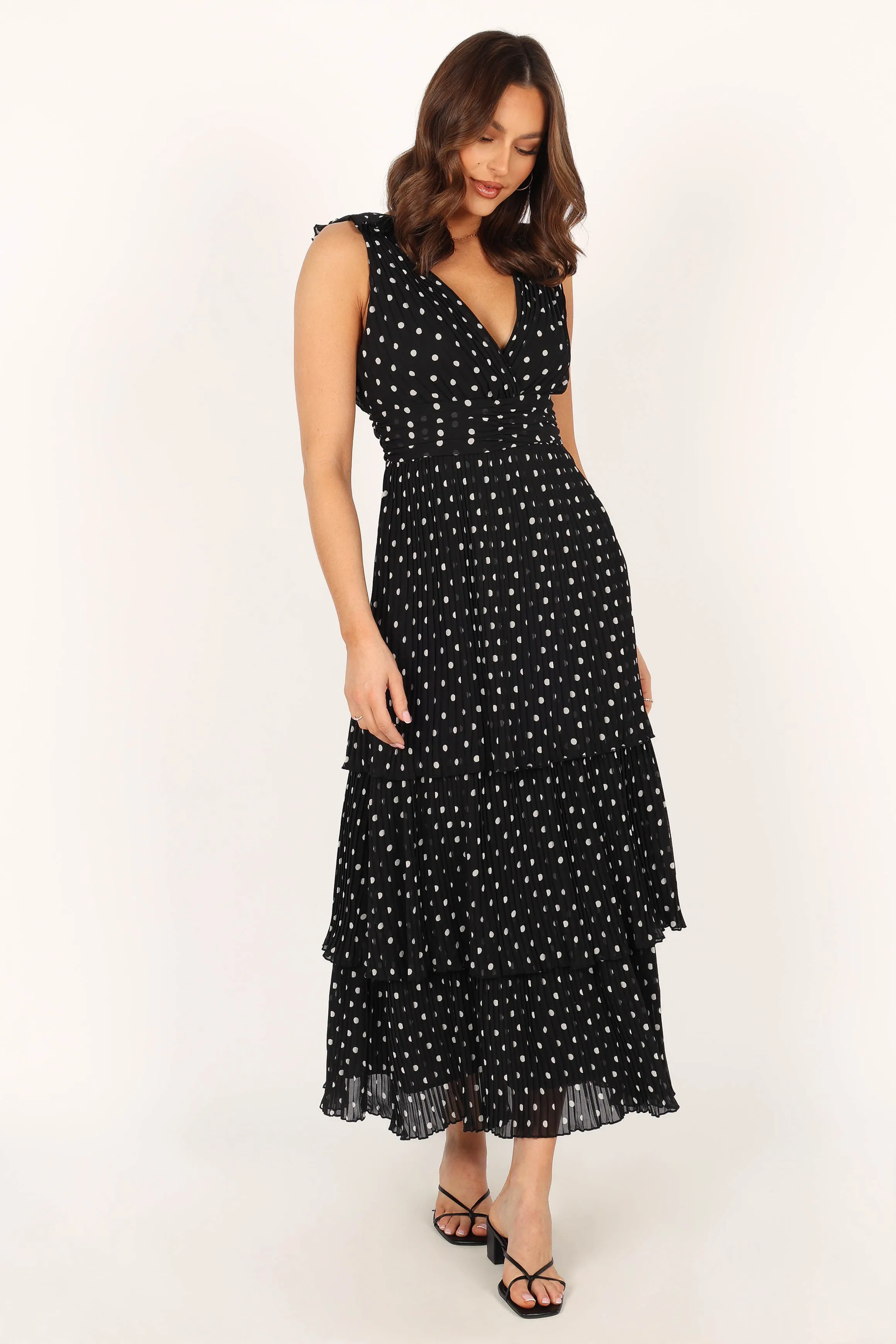 Andromeda Maxi Dress - Black White Polka Dot