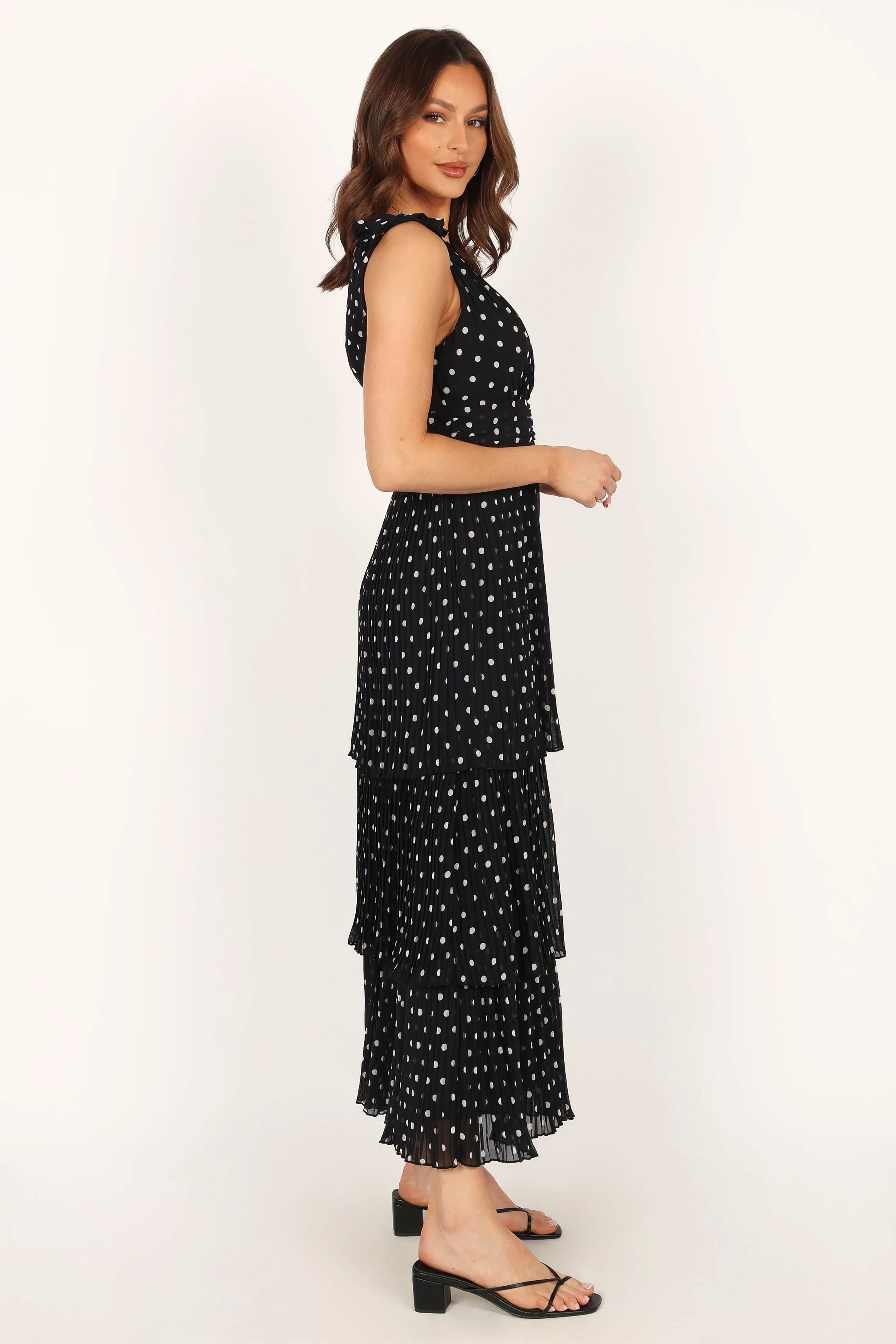 Andromeda Maxi Dress - Black White Polka Dot