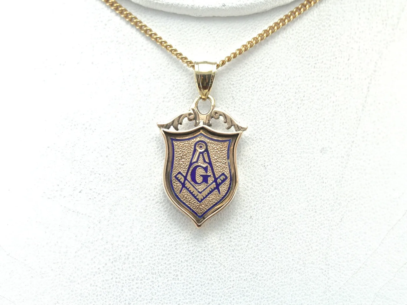 Antique Rose Gold Enameled Masonic Pendant