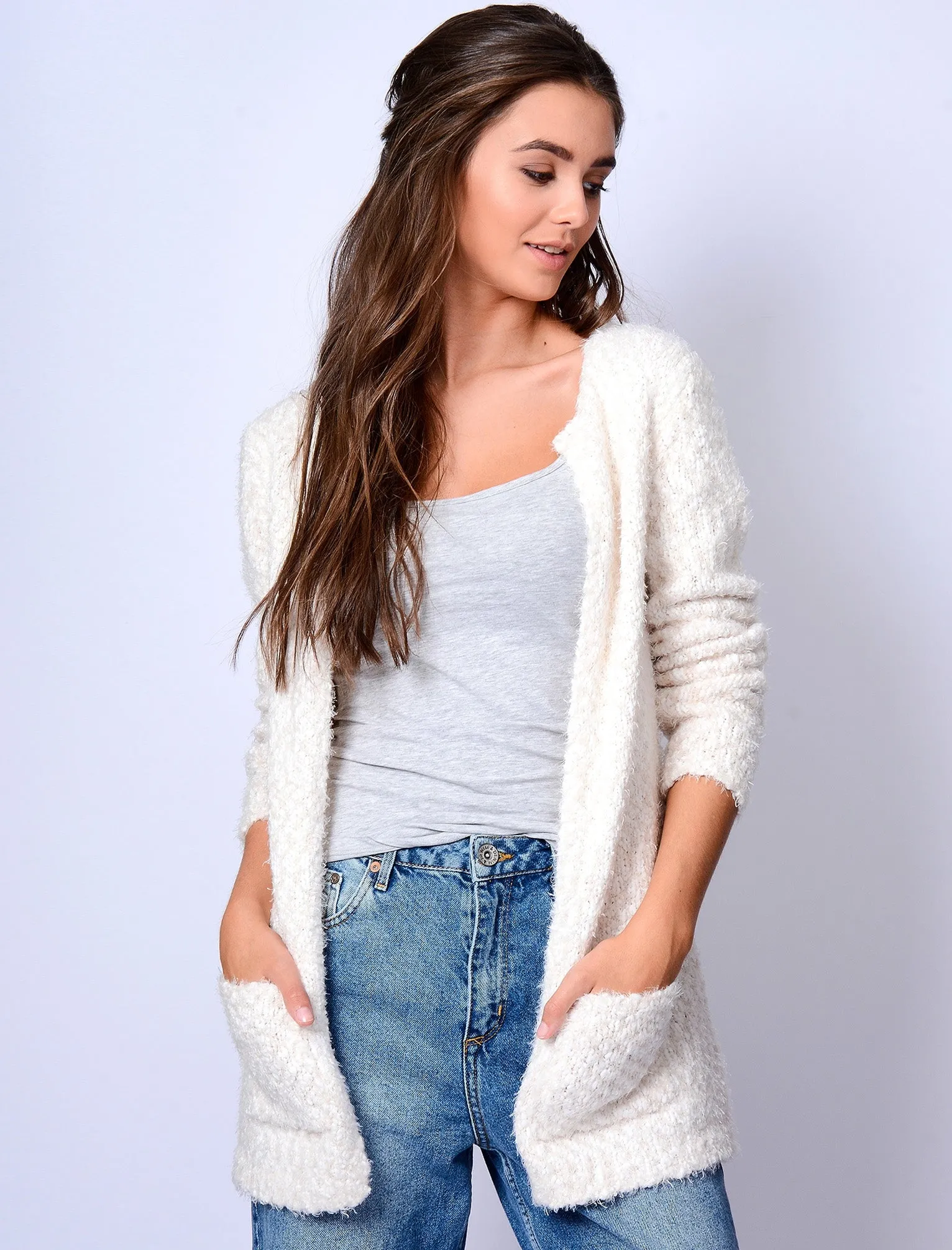 AR Everest Knitted Cardigan in Angel Wing - Amara Reya