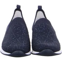 Ara Ladies Fushion 4 Slip On Crystal Trainer Navy