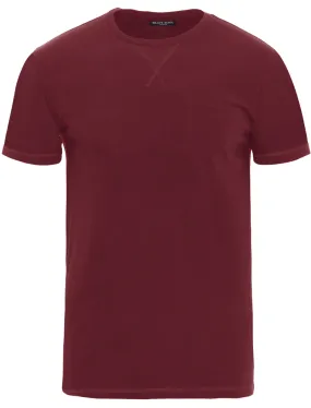 Arkhami Crew Neck T-Shirt with Chest Pocket in Oxblood