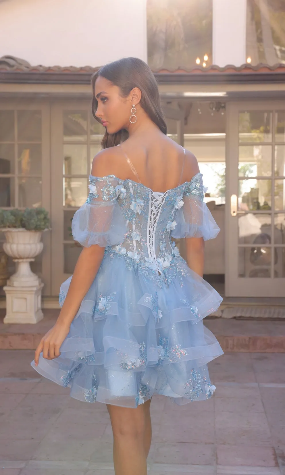 AURIELIE 3D Floral Convertible Tulle Layered Oversize Ball Gown School Formal & Prom Dress