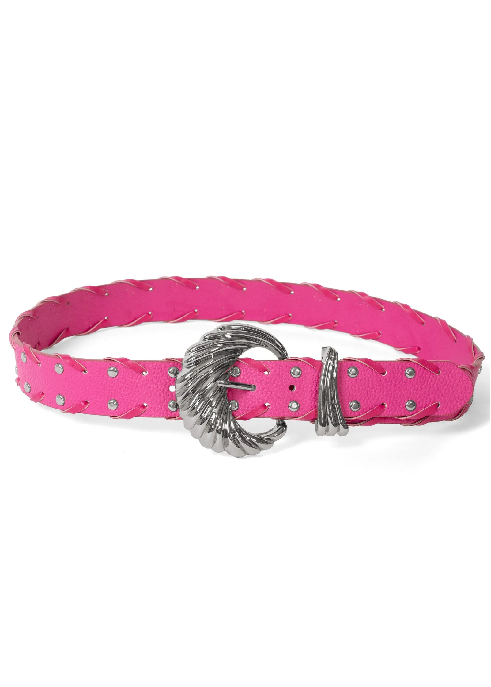 Aurora Studded Woven Belt - Pink