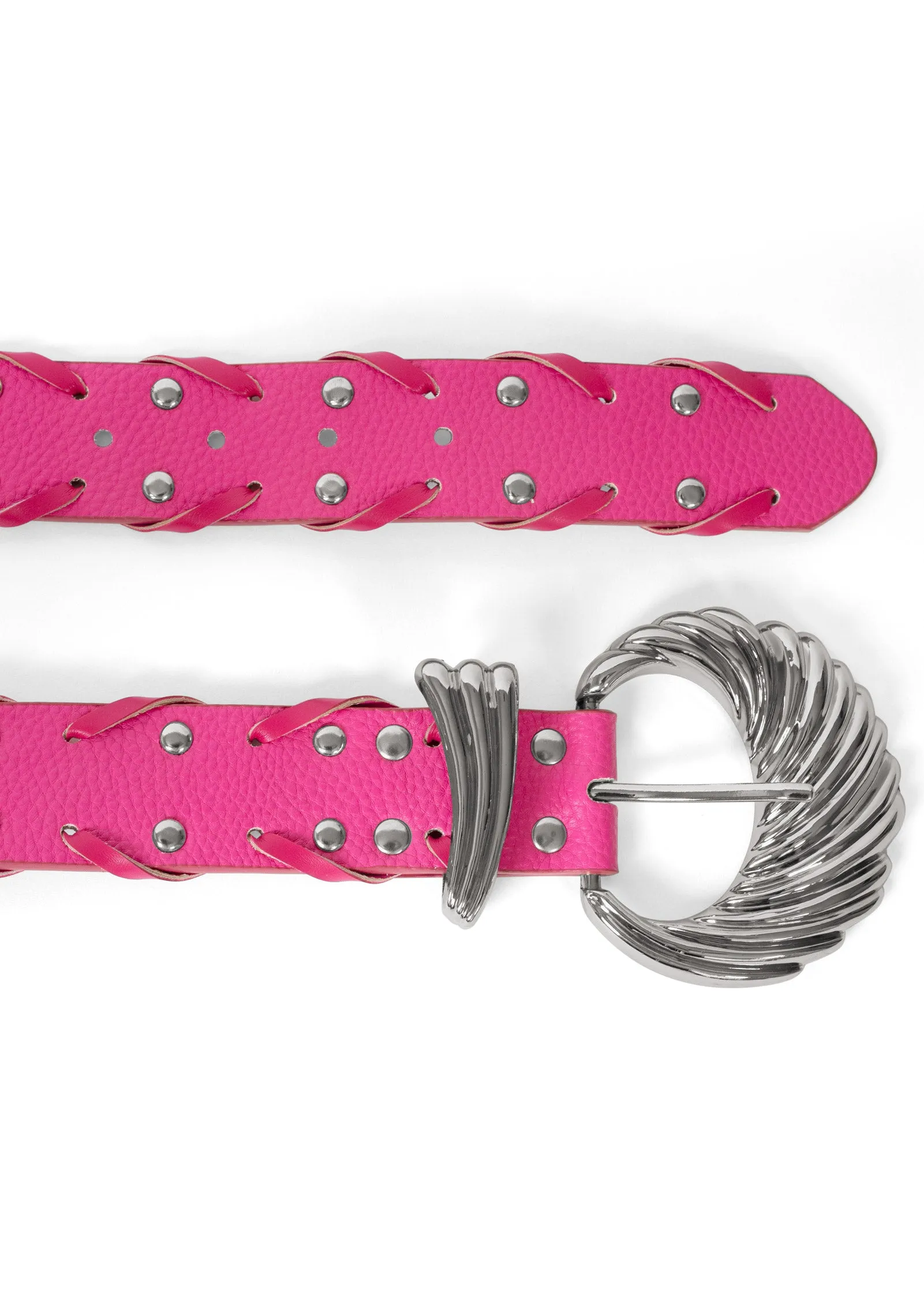 Aurora Studded Woven Belt - Pink