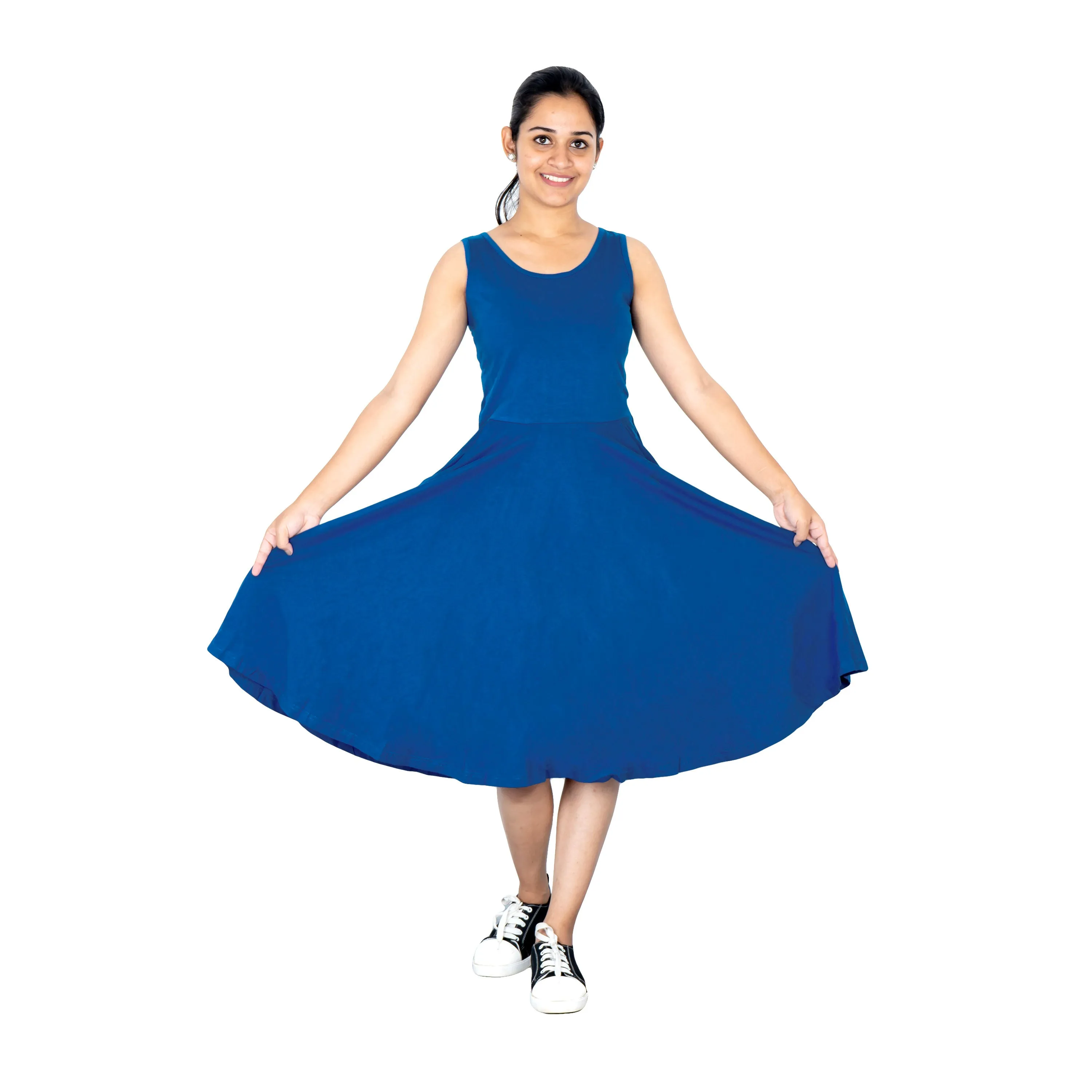 Azurite Sleeveless Twirl Dress