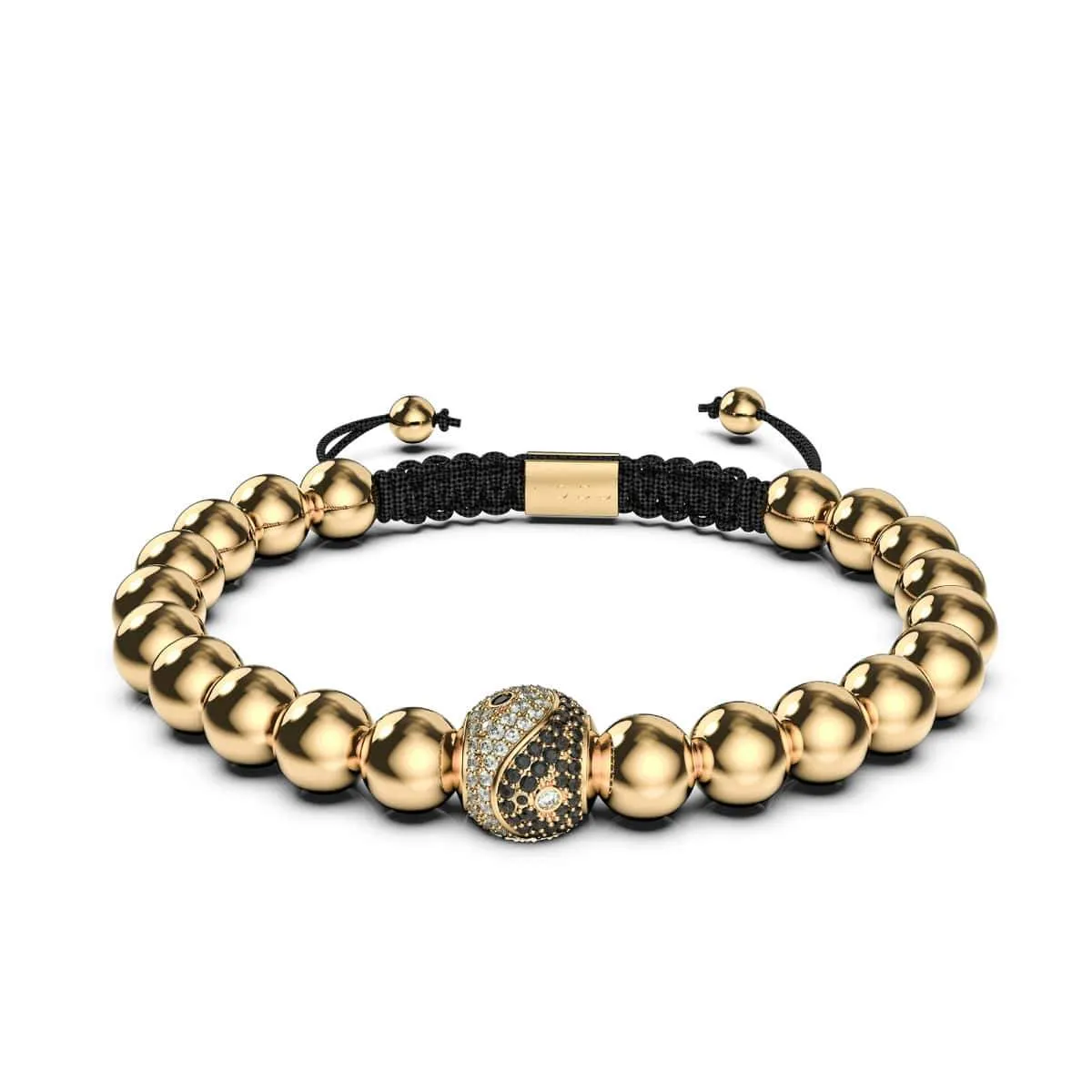 Balance | 18k Gold | Black | Crystal Yin Yang | Macrame Charmballa Bracelet