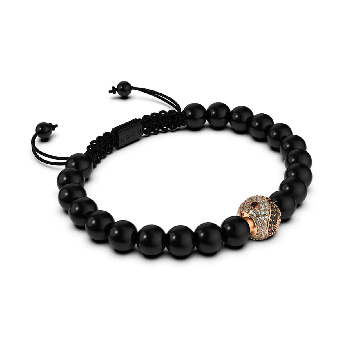 Balance | 18k Rose Gold & Gunmetal | Black | Crystal Yin Yang | Macrame Charmballa Bracelet