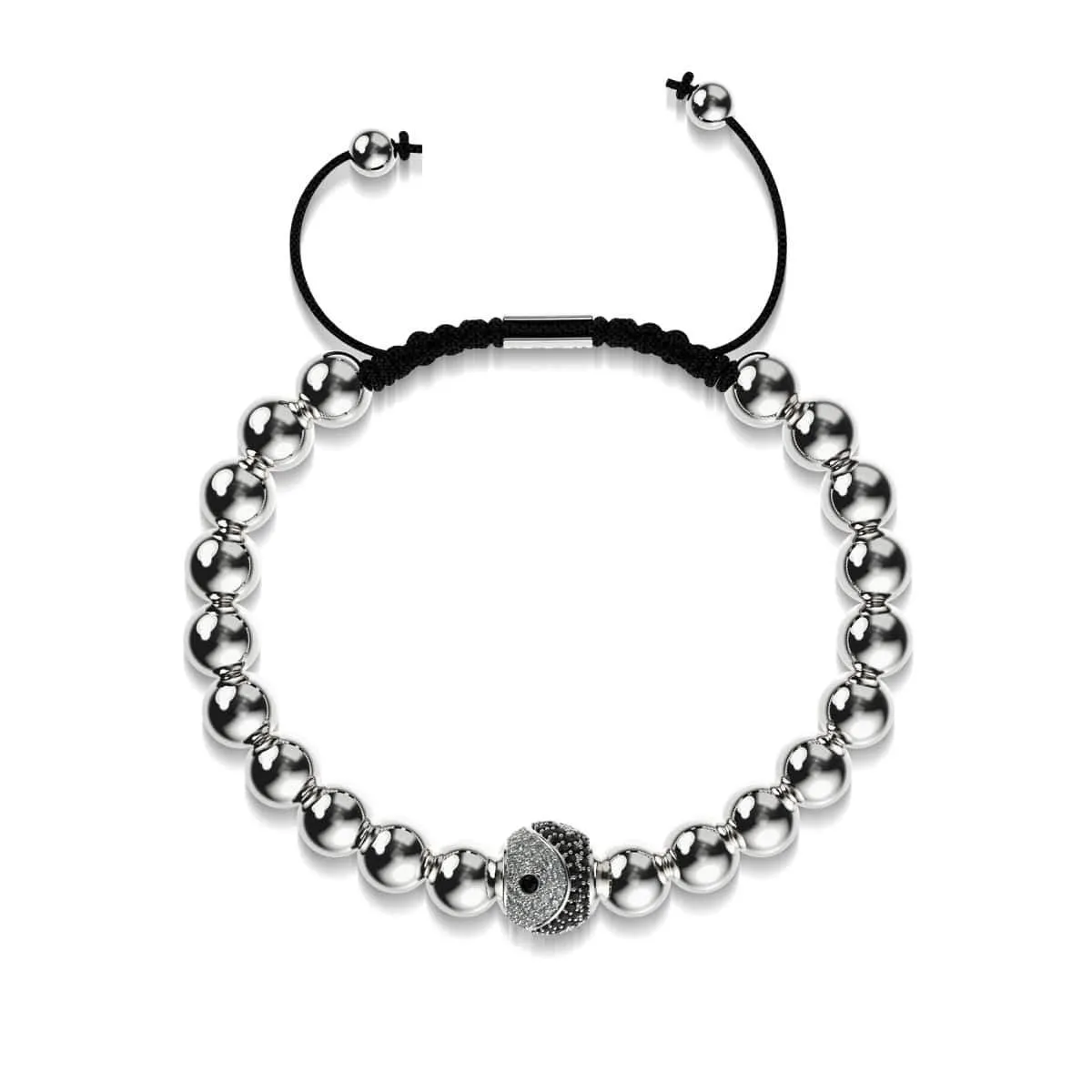 Balance | Silver | Black | Crystal Yin Yang | Macrame Charmballa Bracelet