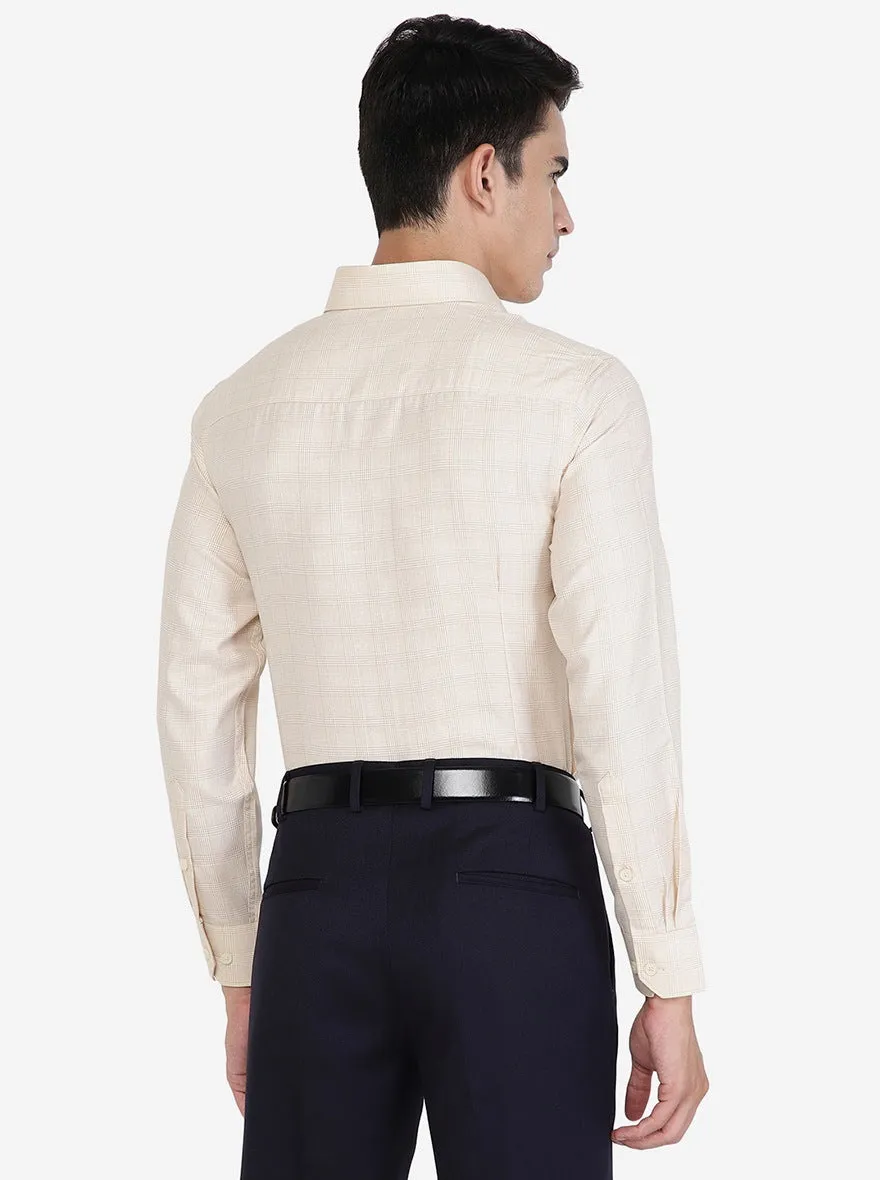 Beige Checked Slim fit Formal Shirt | Greenfibre