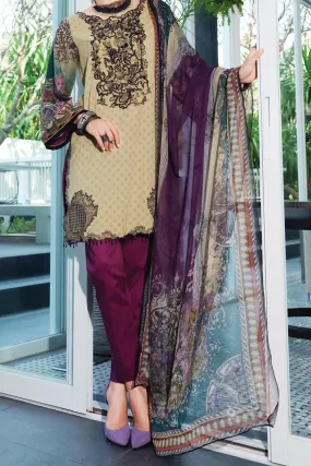 Beige Lawn 3 Piece Stitched - ALP-626