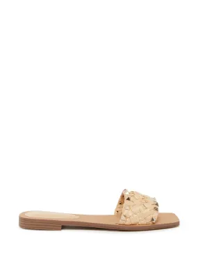 Beige Raidah Woven Stud Slides