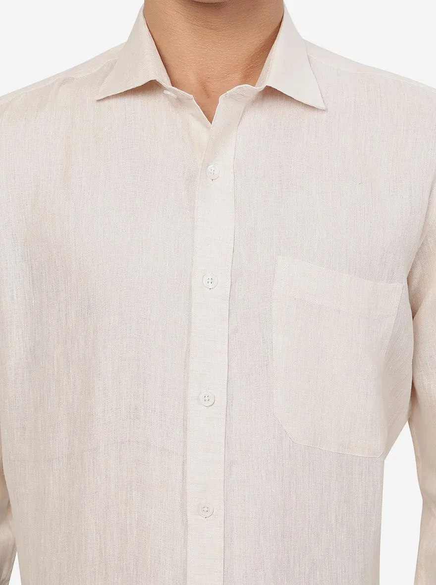 Beige Solid Regular Fit Formal Shirt | JadeBlue