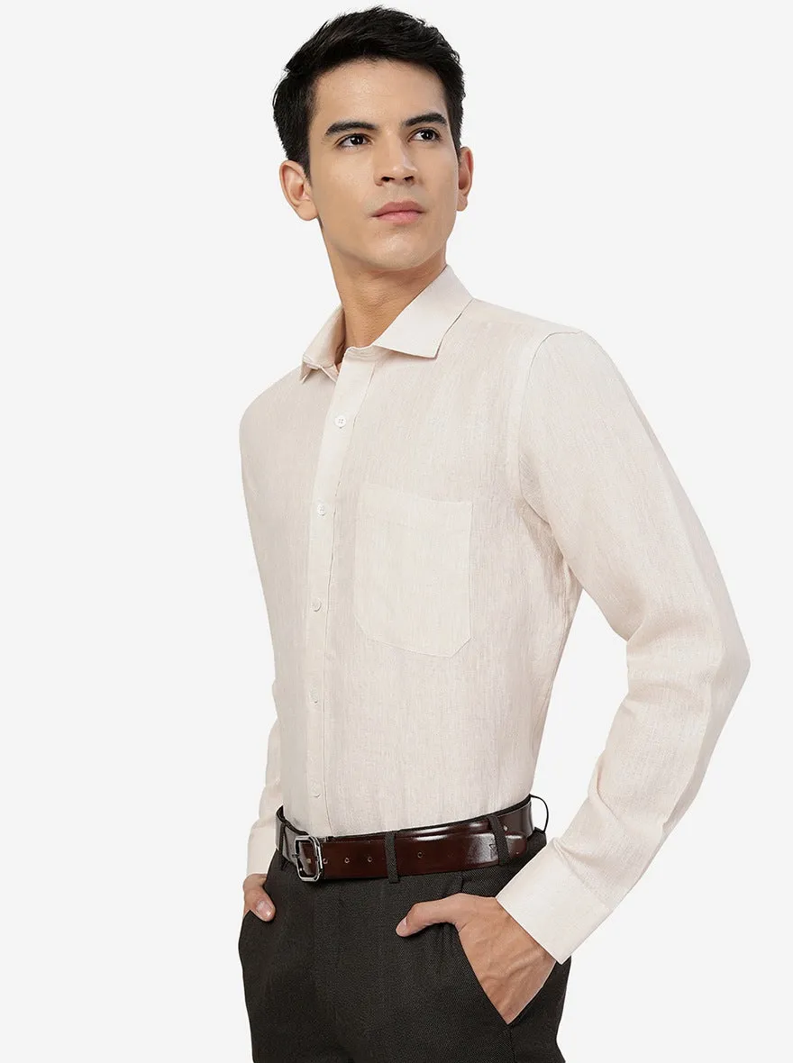 Beige Solid Regular Fit Formal Shirt | JadeBlue