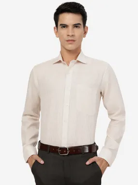 Beige Solid Regular Fit Formal Shirt | JadeBlue