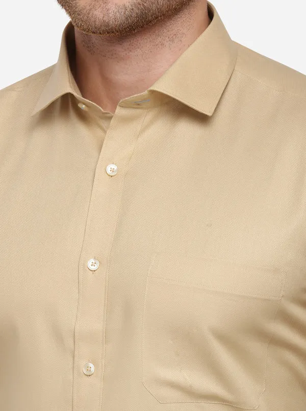 Beige Solid Slim Fit Formal Shirt | Greenfibre