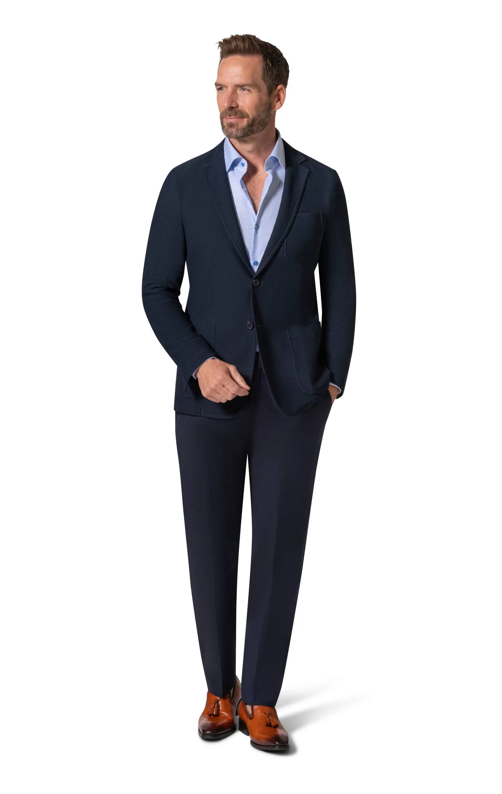 Berragamo Elegant Wool Sport Coat Slim Fit - Navy