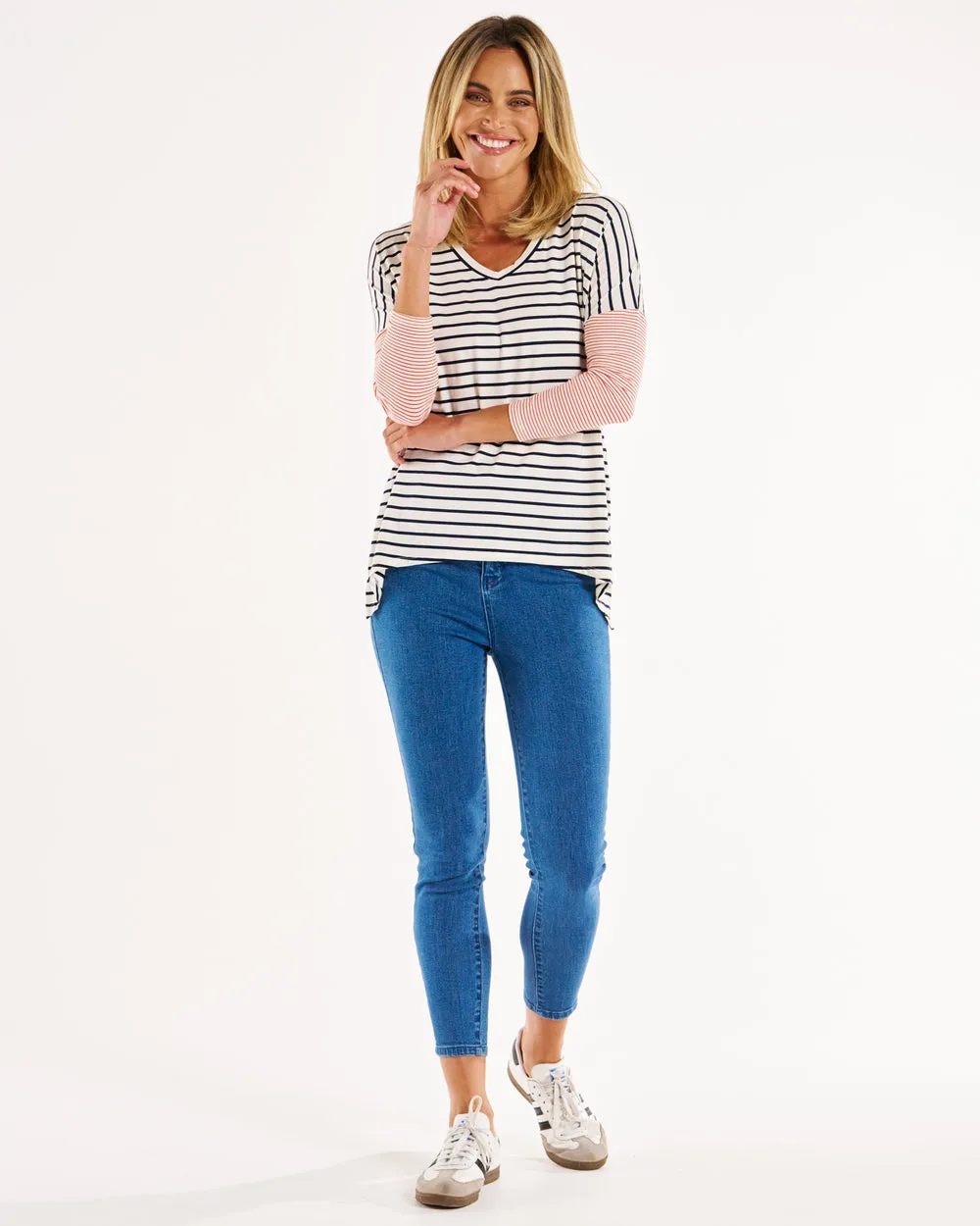 Betty Basics Geneva Tee Blue Red Stripe