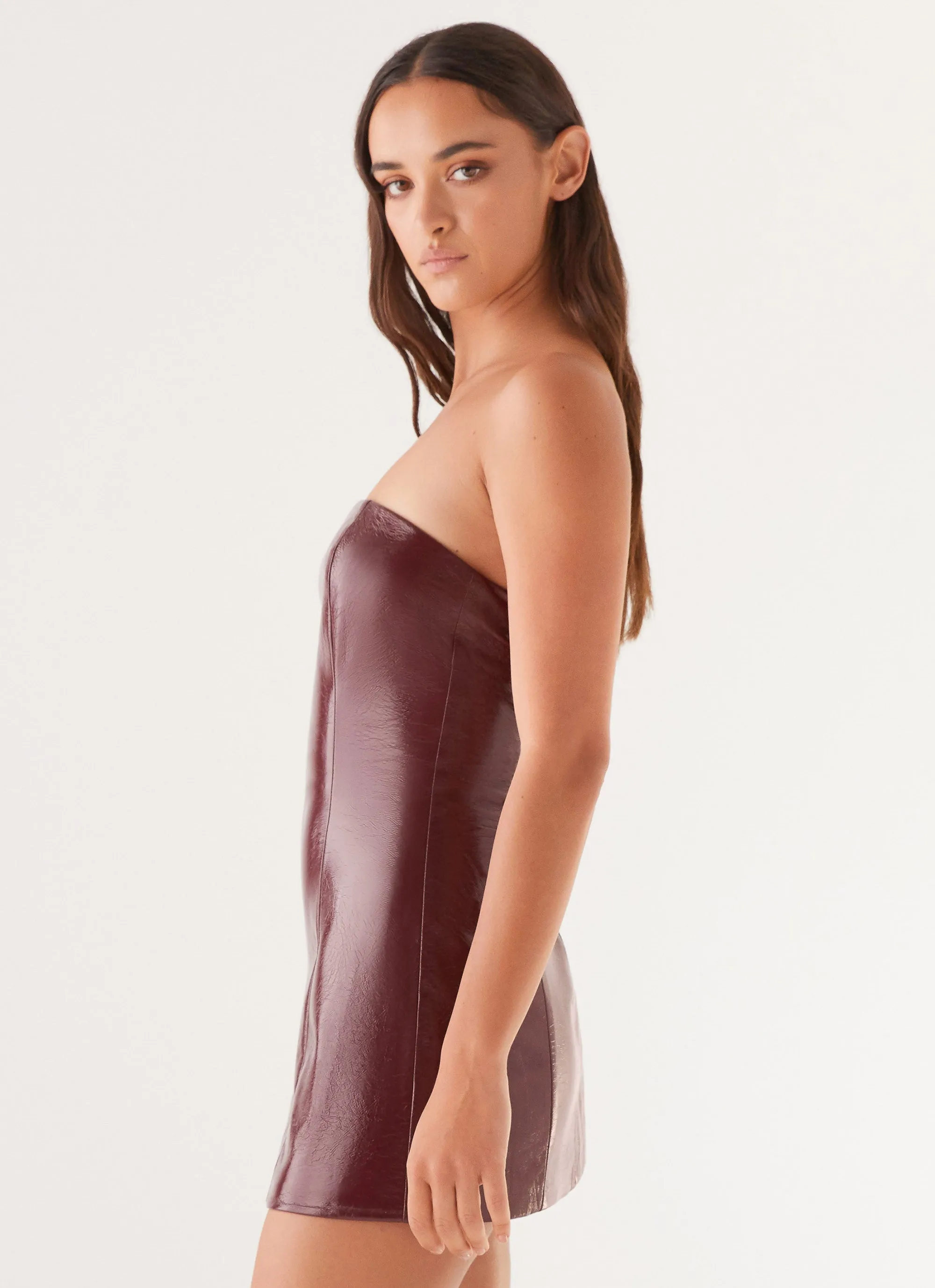 Big Shot Strapless Mini Dress - Merlot