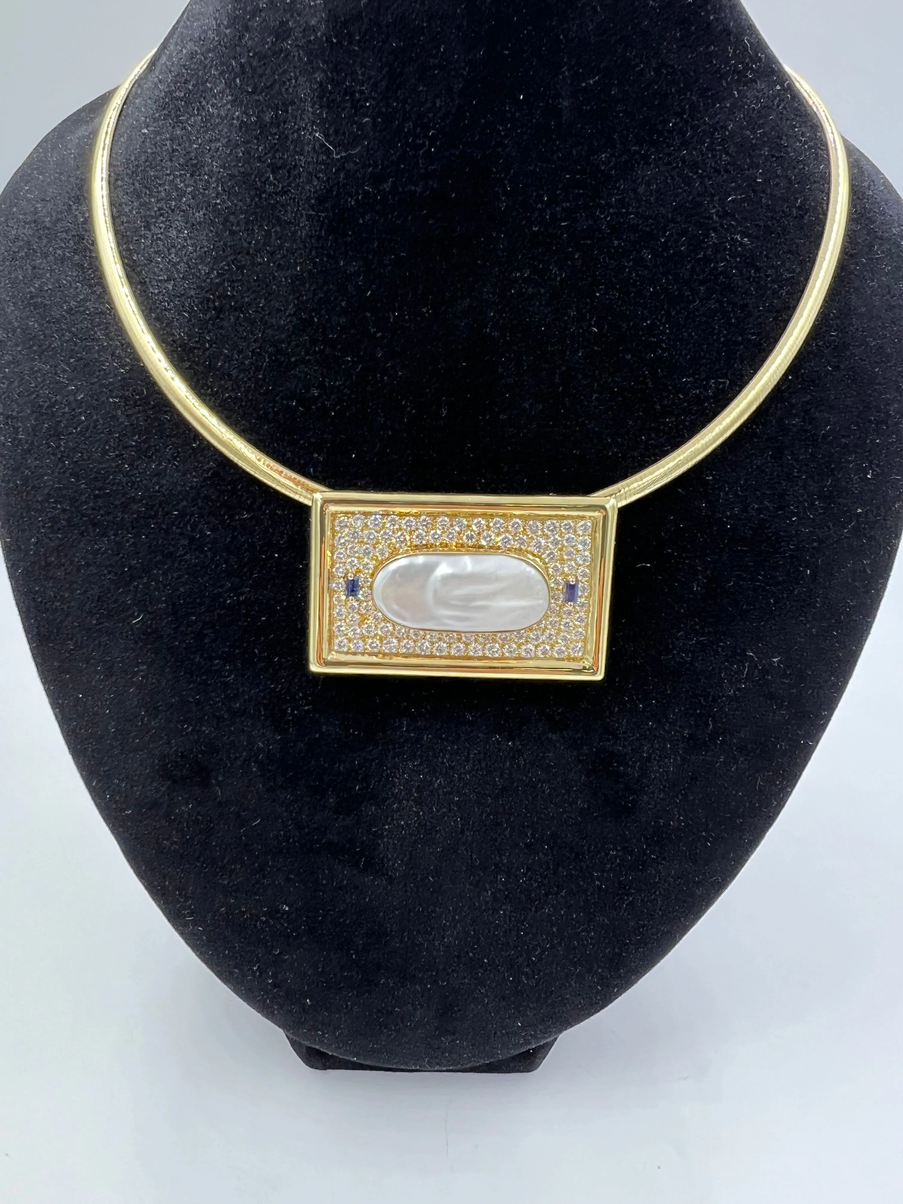 Biwa Pearl Diamond Yellow Gold Pendant Necklace