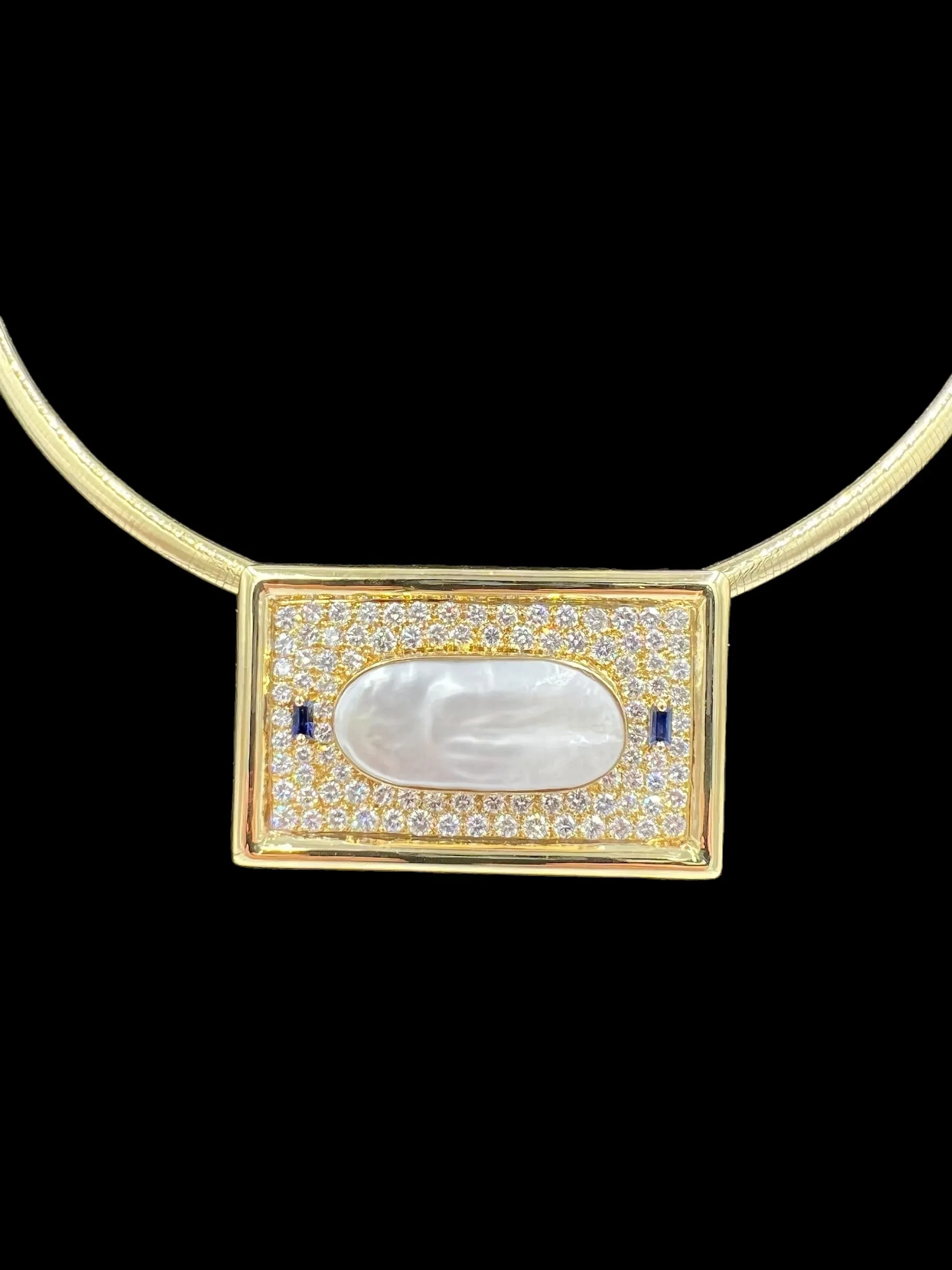 Biwa Pearl Diamond Yellow Gold Pendant Necklace