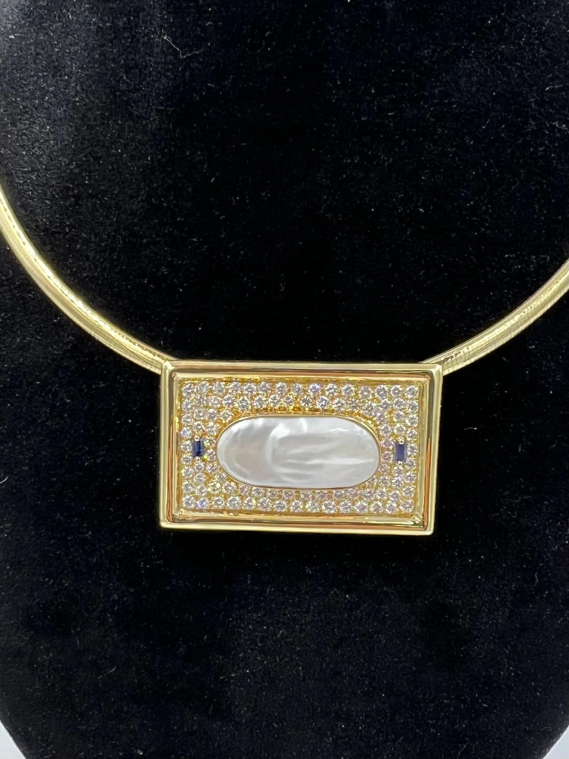 Biwa Pearl Diamond Yellow Gold Pendant Necklace