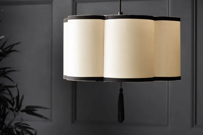 Black & Cream Lantern Curved Ceiling Light Shade