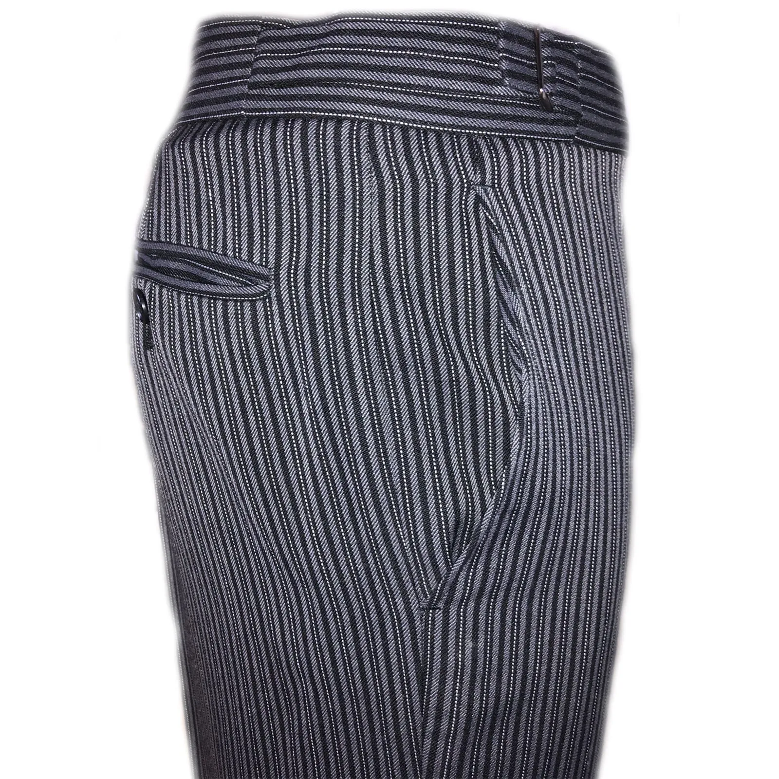 Black And Grey Stripe Morning Pinstripe Trousers - Ex Hire