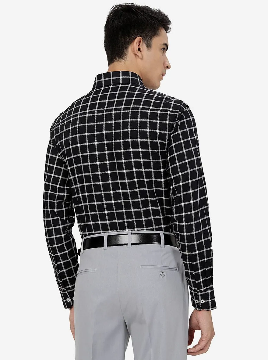 Black Checked Regular Fit Formal Shirt | JadeBlue