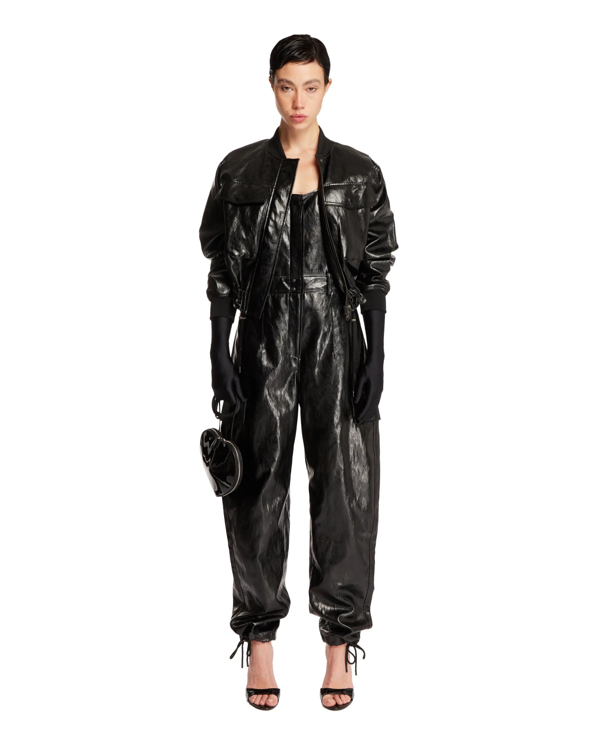 Black Eco-Leather Jumpsuit