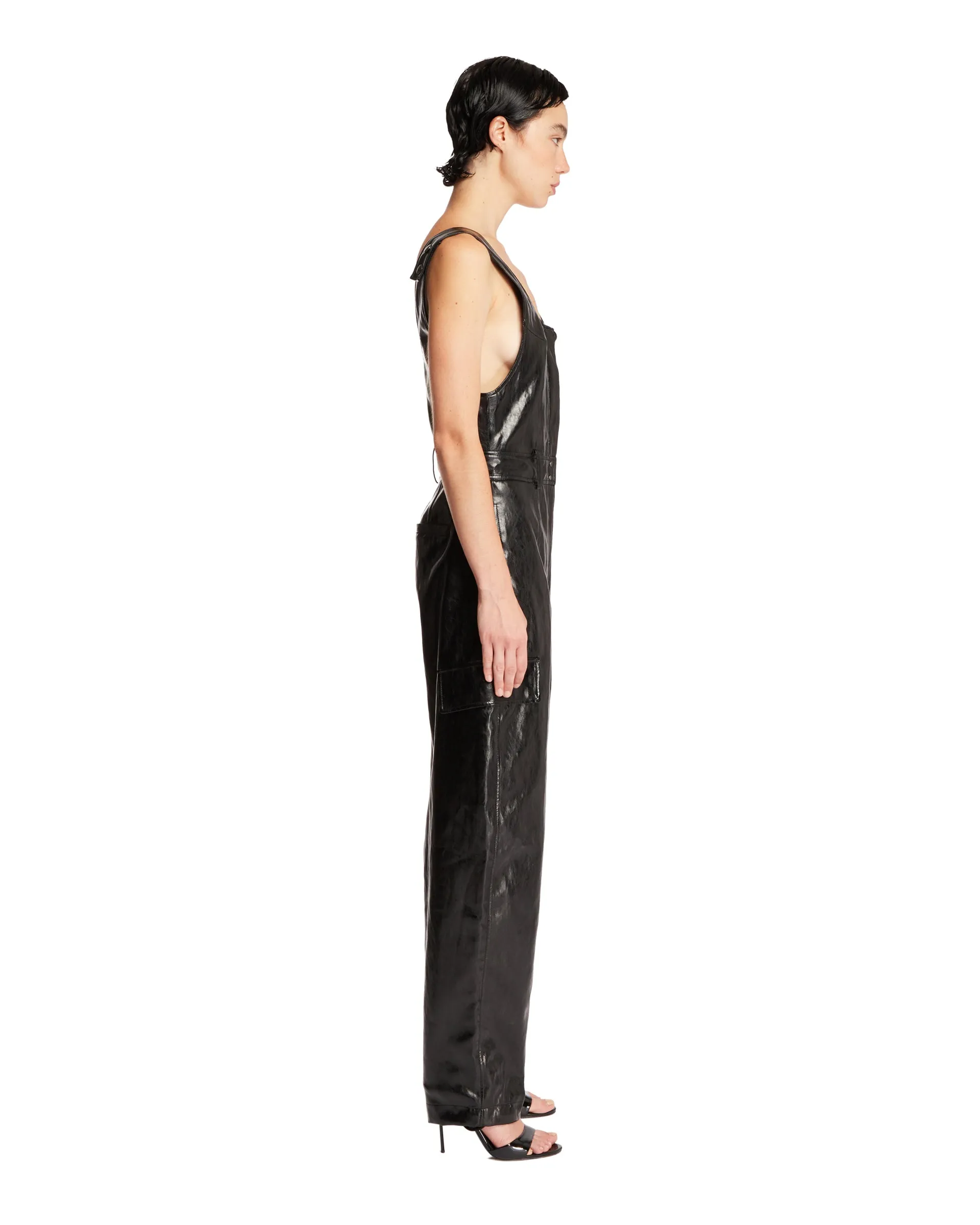 Black Eco-Leather Jumpsuit