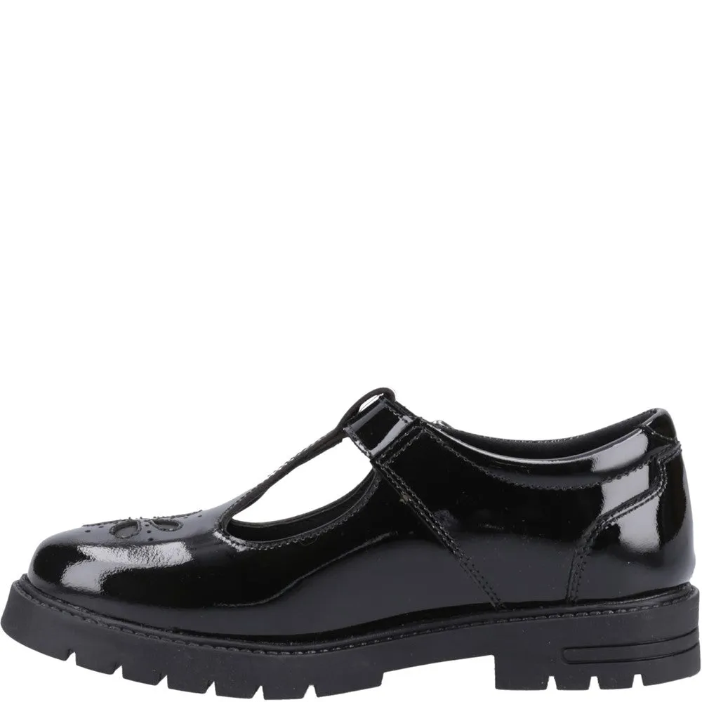 Black Fiona Patent Junior School Shoes