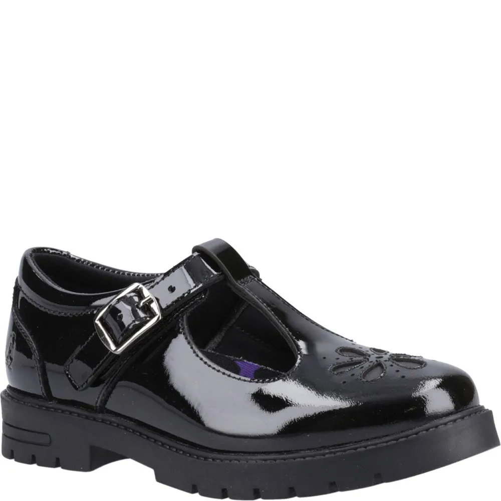 Black Fiona Patent Junior School Shoes