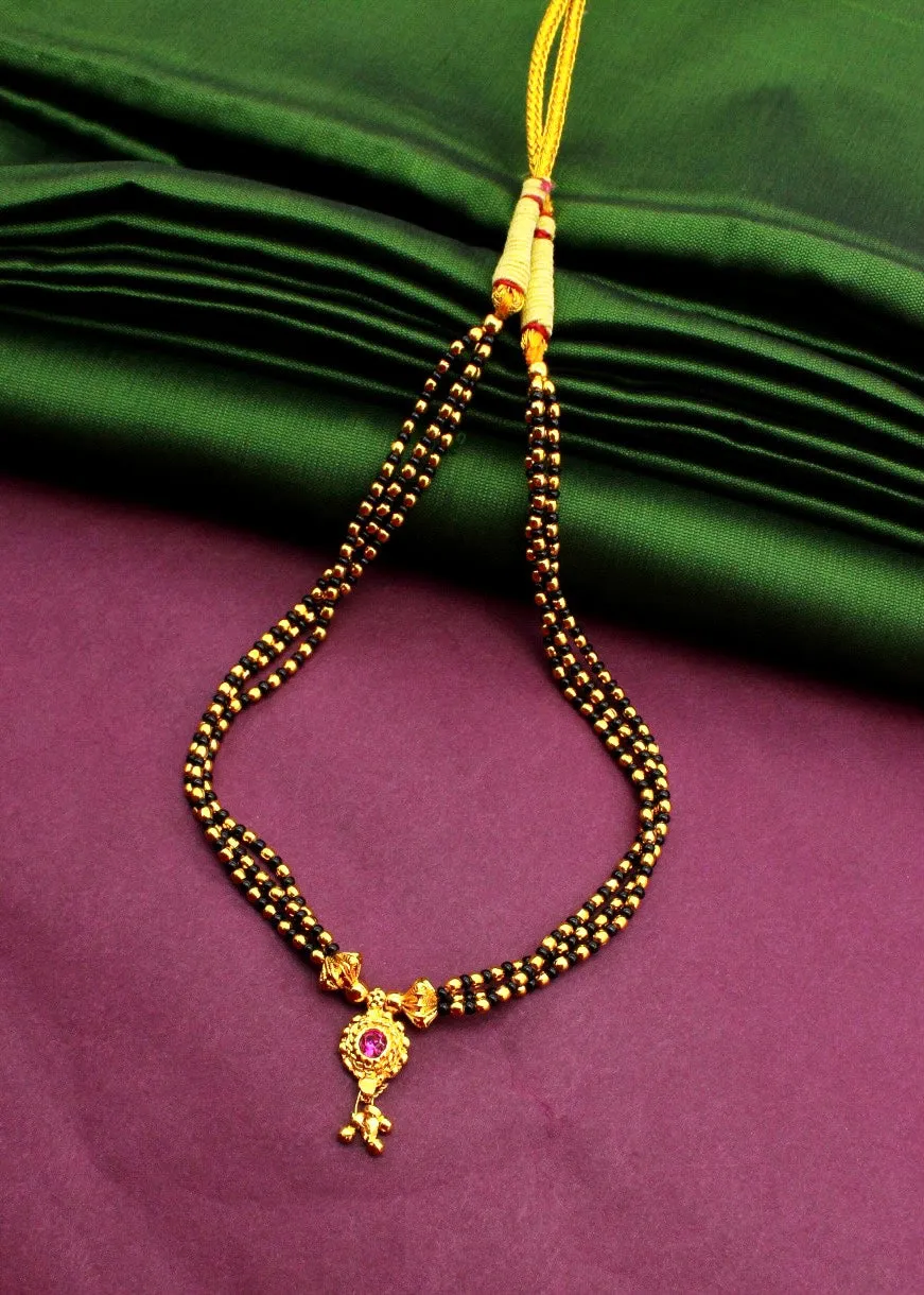 BLACK WITH GOLDEN BEADS MANGALSUTRA