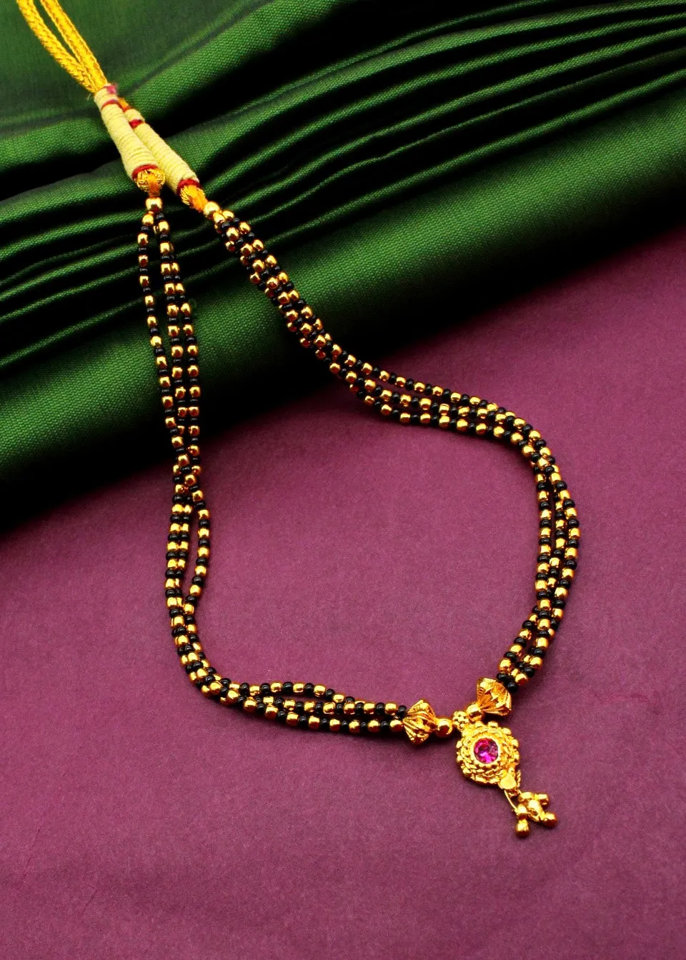 BLACK WITH GOLDEN BEADS MANGALSUTRA