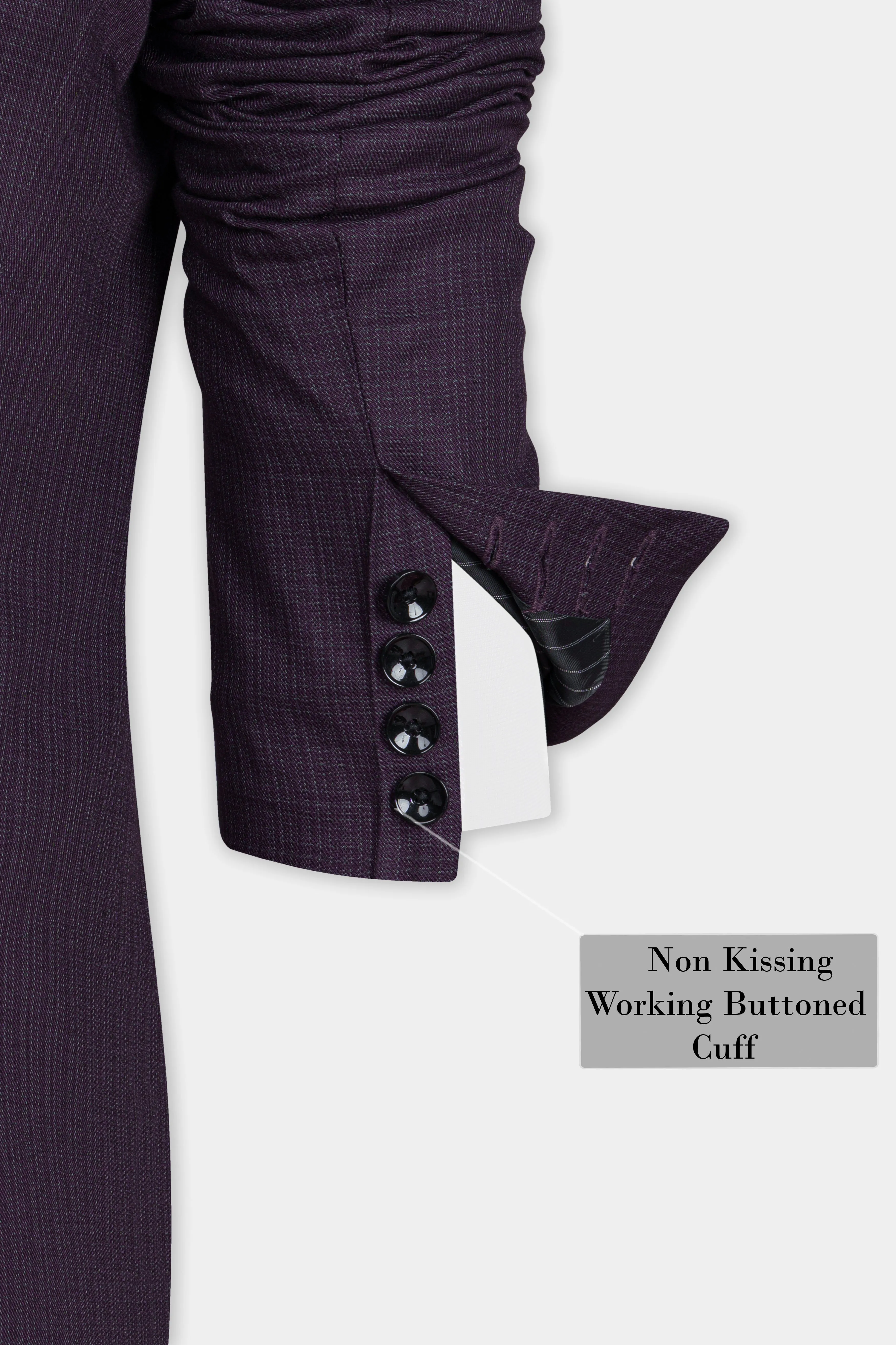 Blackcurrant Textured Wool Rich Trench Coat With Pant