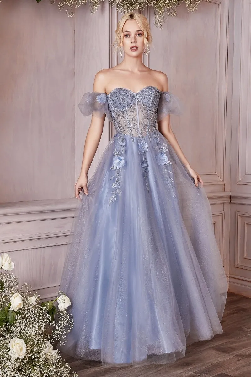 BLOOM Bustier Lace Applique Romantic Tulle Formal Dress