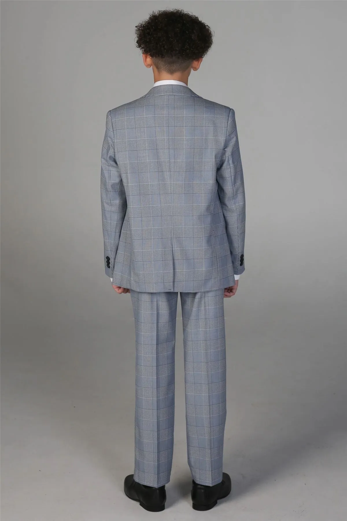 Boys Blue 3 Piece Check Suit