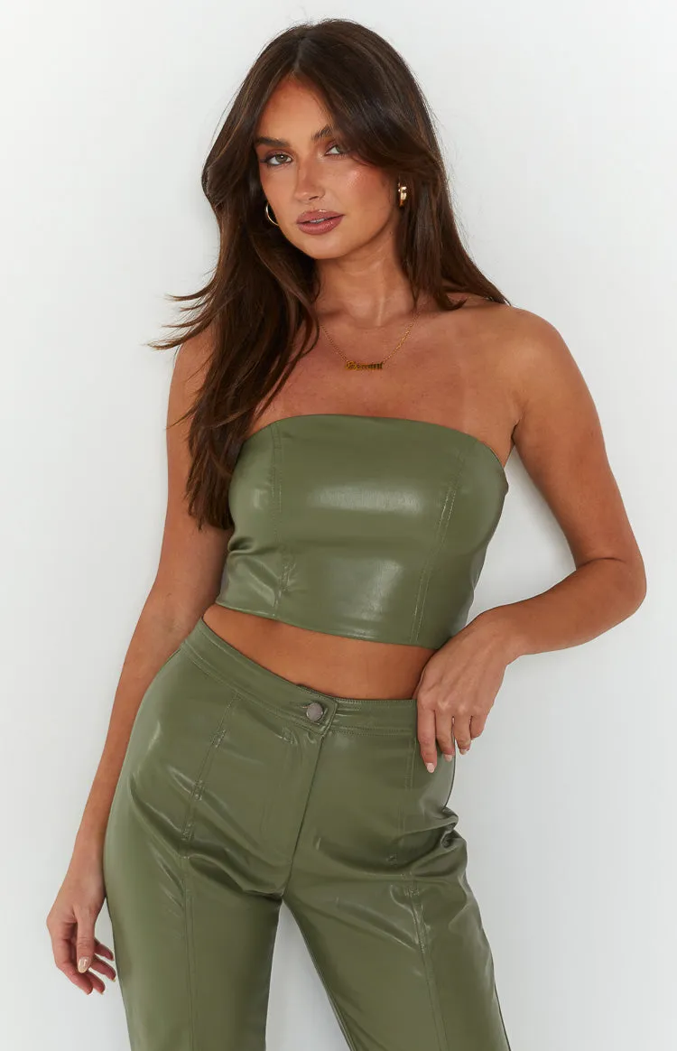 Brielle Green Strapless Top