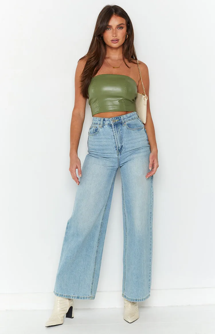 Brielle Green Strapless Top