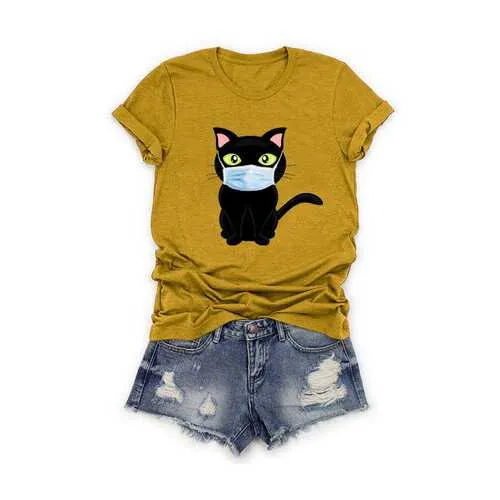 Cartoon Cat Printed T-shirt