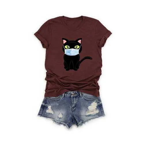 Cartoon Cat Printed T-shirt