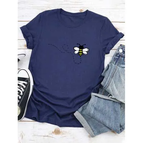 Cartoon Printed O-neck T-Shirt