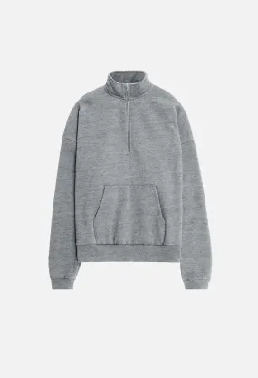 Cashmere Fleece Half Zip Pullover / Heather Grey