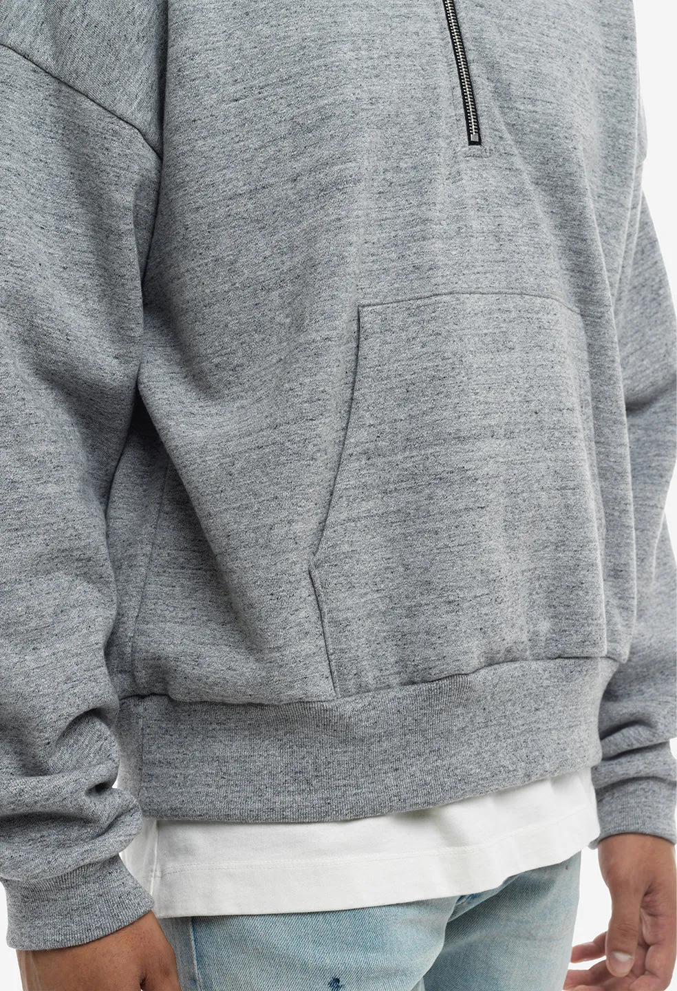 Cashmere Fleece Half Zip Pullover / Heather Grey