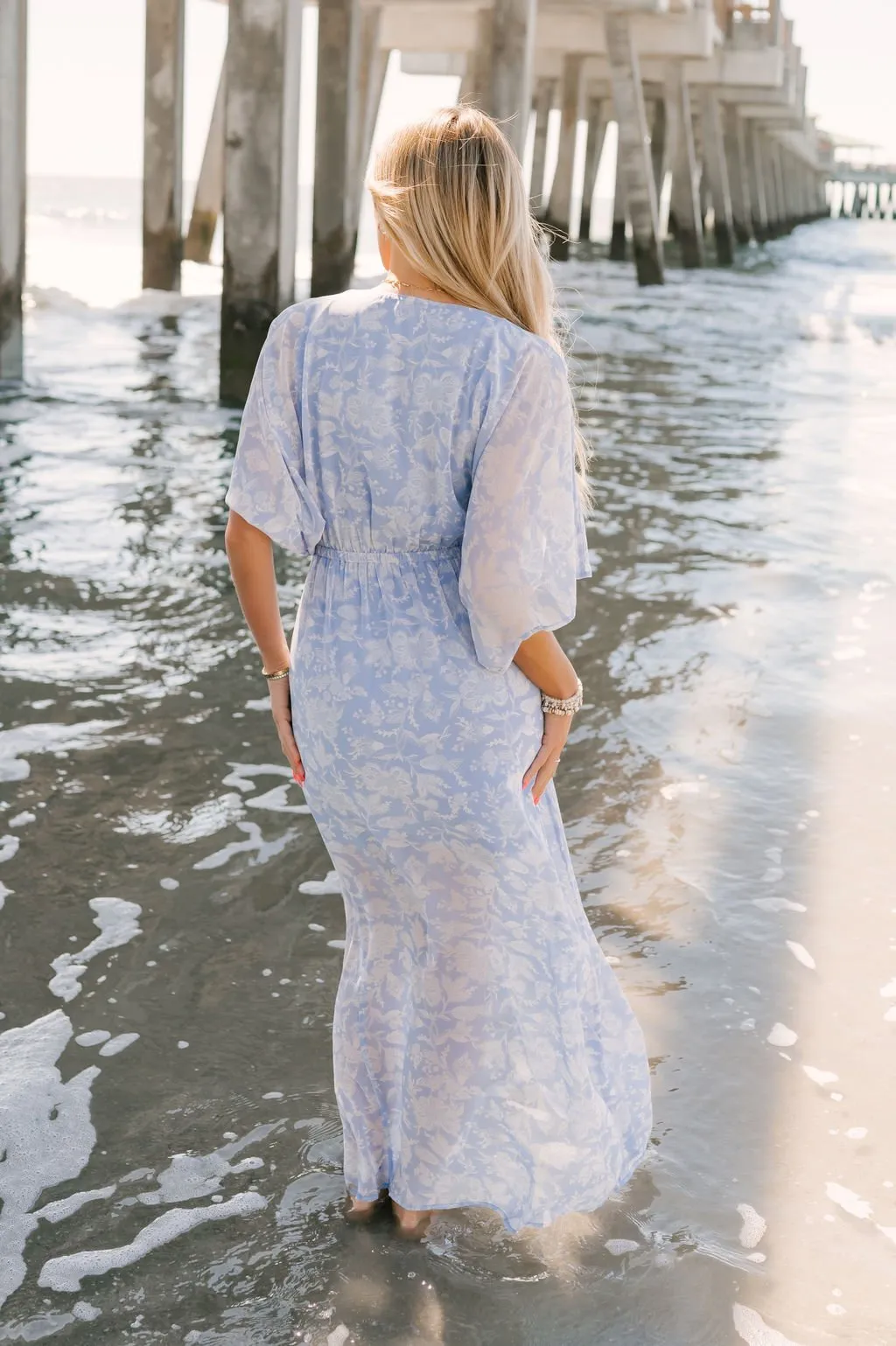 Chambray Printed Swiss Dot Maxi Dress - FINAL SALE