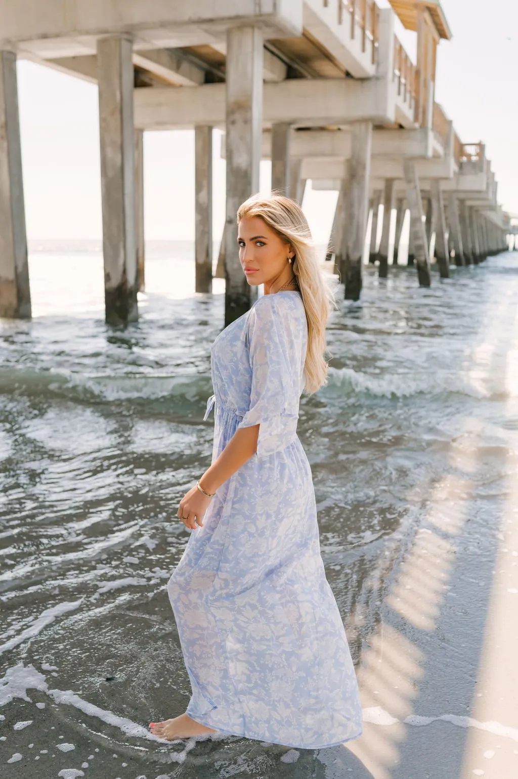 Chambray Printed Swiss Dot Maxi Dress - FINAL SALE