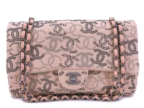 Chanel 2019 Pink Studded CCs Canvas Logomania Flap Bag RHW YA6